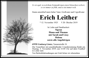 Traueranzeige von Erich Leither von RMZ