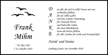 Traueranzeige von Frank Mihm von RMZ