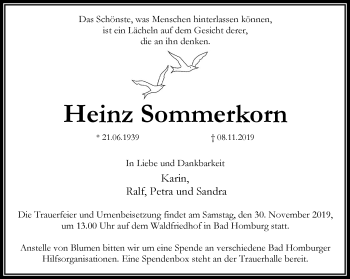 Traueranzeige von Heinz Sommerkorn von RMZ