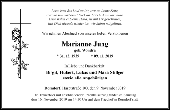 Traueranzeige von Marianne Jung von RMZ