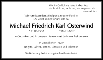 Traueranzeige von Michael Friedrich Karl  Osterwind von RMZ