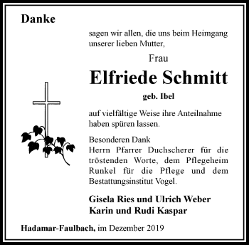Traueranzeige von Elfriede Schmitt von RMZ