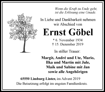 Traueranzeige von Ernst Göbel von RMZ