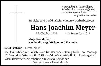 Traueranzeige von Hans-Joachim Meyer von RMZ
