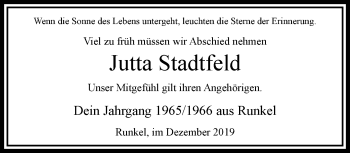 Traueranzeige von Jutta Stadtfeld von RMZ