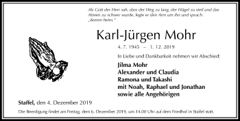 Traueranzeige von Karl-Jürgen Mohr von RMZ