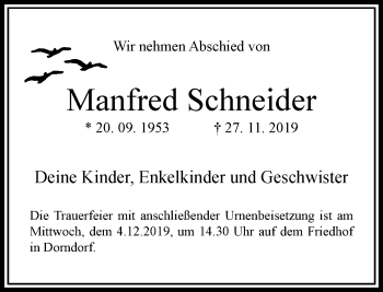 Traueranzeige von Manfred Schneider von RMZ