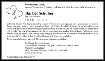 Traueranzeige von Bärbel Schober von RMZ