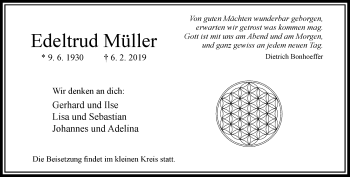 Traueranzeige von Edeltrud Müller von RMZ