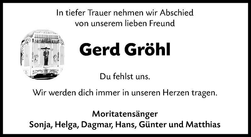  Traueranzeige für Gerd Gröhl vom 13.02.2019 aus RMZ