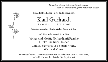 Traueranzeige von Karl Gerhardt von RMZ
