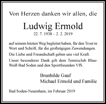 Traueranzeige von Ludwig Ermold von RMZ