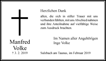 Traueranzeige von Manfred Volke von RMZ