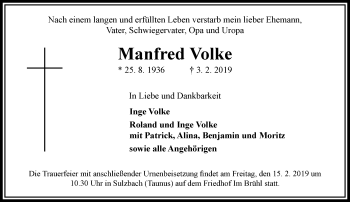 Traueranzeige von Manfred Volke von RMZ