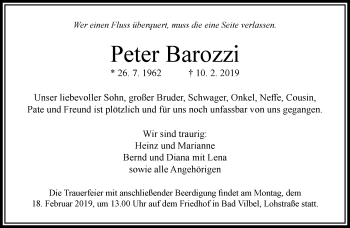 Traueranzeige von Peter Barozzi von RMZ