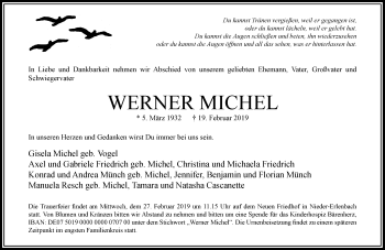 Traueranzeige von Werner Michel von RMZ