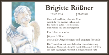 Traueranzeige von Brigitte Rößner von RMZ
