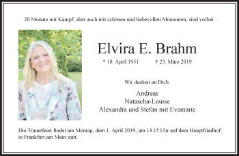 Traueranzeige von Elvira Brahm von RMZ