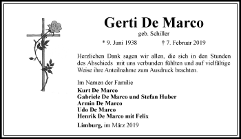 Traueranzeige von Gertraud  De Marco von RMZ