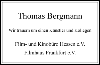 Traueranzeige von Thomas Bergmann von RMZ