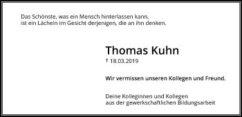 Traueranzeige von Thomas Kuhn von RMZ