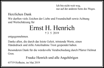 Traueranzeige von Ernst H. Henrich von RMZ