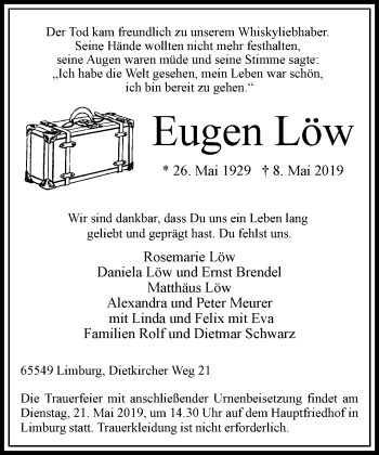 Traueranzeige von Eugen Löw von RMZ