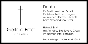 Traueranzeige von Gertrud Ernst von RMZ