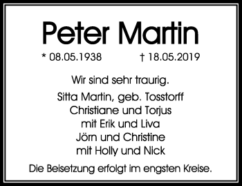 Traueranzeige von Peter Martin von RMZ