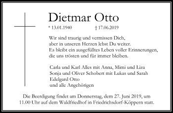 Traueranzeige von Dietmar Otto von RMZ