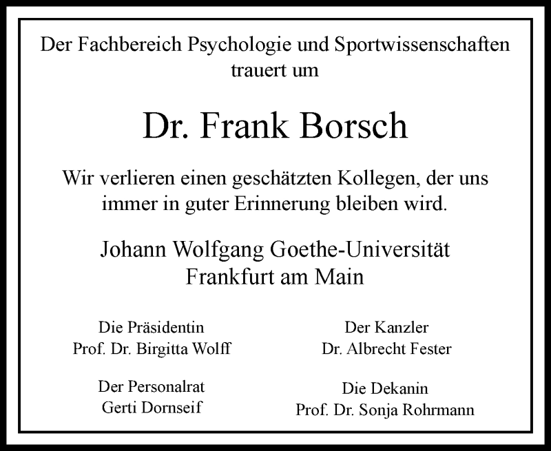  Traueranzeige für Frank Borsch vom 11.07.2019 aus RMZ