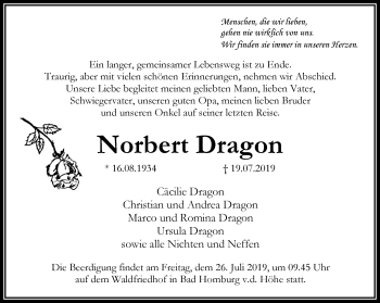 Traueranzeige von Norbert Dragon von RMZ