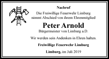 Traueranzeige von Peter Arnold von RMZ