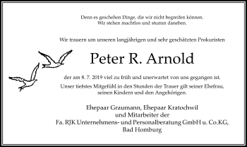 Traueranzeige von Peter R. Arnold von RMZ