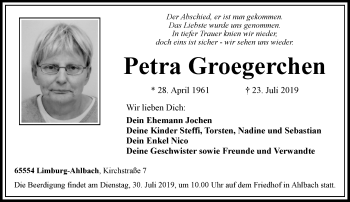 Traueranzeige von Petra Groegerchen von RMZ