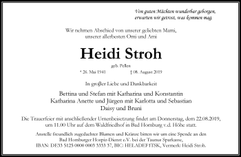 Traueranzeige von Heidi Stroh von RMZ