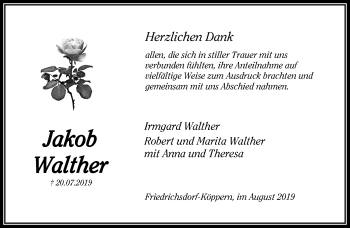 Traueranzeige von Jakob Walther von RMZ