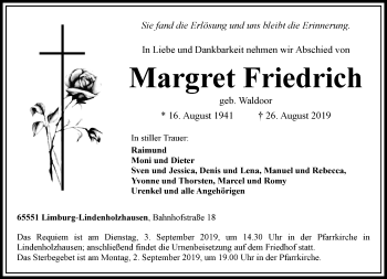 Traueranzeige von Margret Friedrich von RMZ