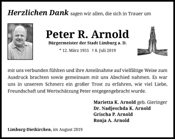 Traueranzeige von Peter R. Arnold von RMZ