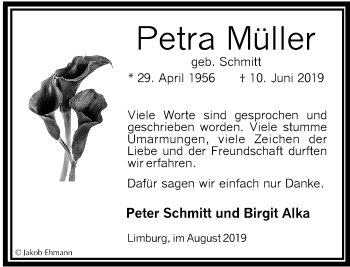 Traueranzeige von Petra Müller von RMZ