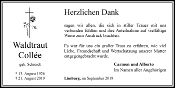 Traueranzeige von Waldtraur Collée von RMZ