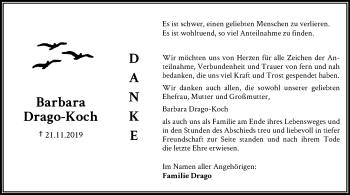 Traueranzeige von Barbara Drago-Koch von RMZ