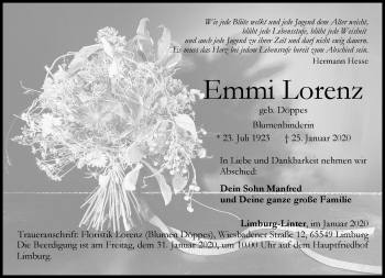 Traueranzeige von Emmi Lorenz von RMZ