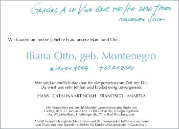Traueranzeige von Iliana Otto von RMZ
