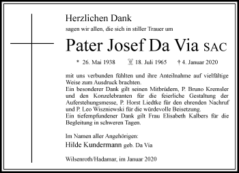 Traueranzeige von Josef  Da Via von RMZ