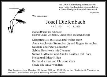 Traueranzeige von Josef Diefenbach von RMZ