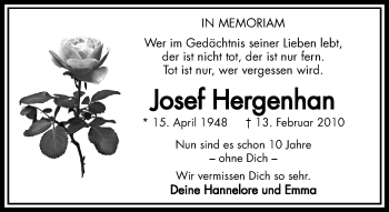 Traueranzeige von Josef Hergenhan von RMZ