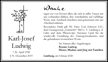 Traueranzeige von Karl-Josef Ludwig von RMZ