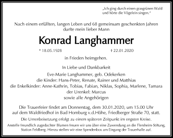 Traueranzeige von Konrad Langhammer von RMZ