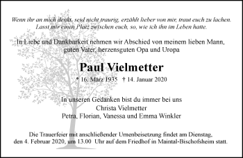 Traueranzeige von Paul Vielmetter von RMZ